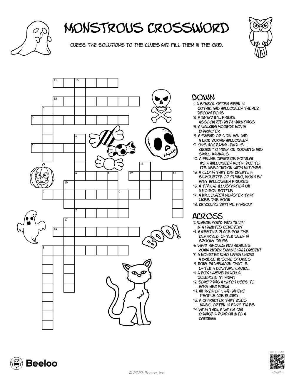 Horror Movie Crossword Puzzles