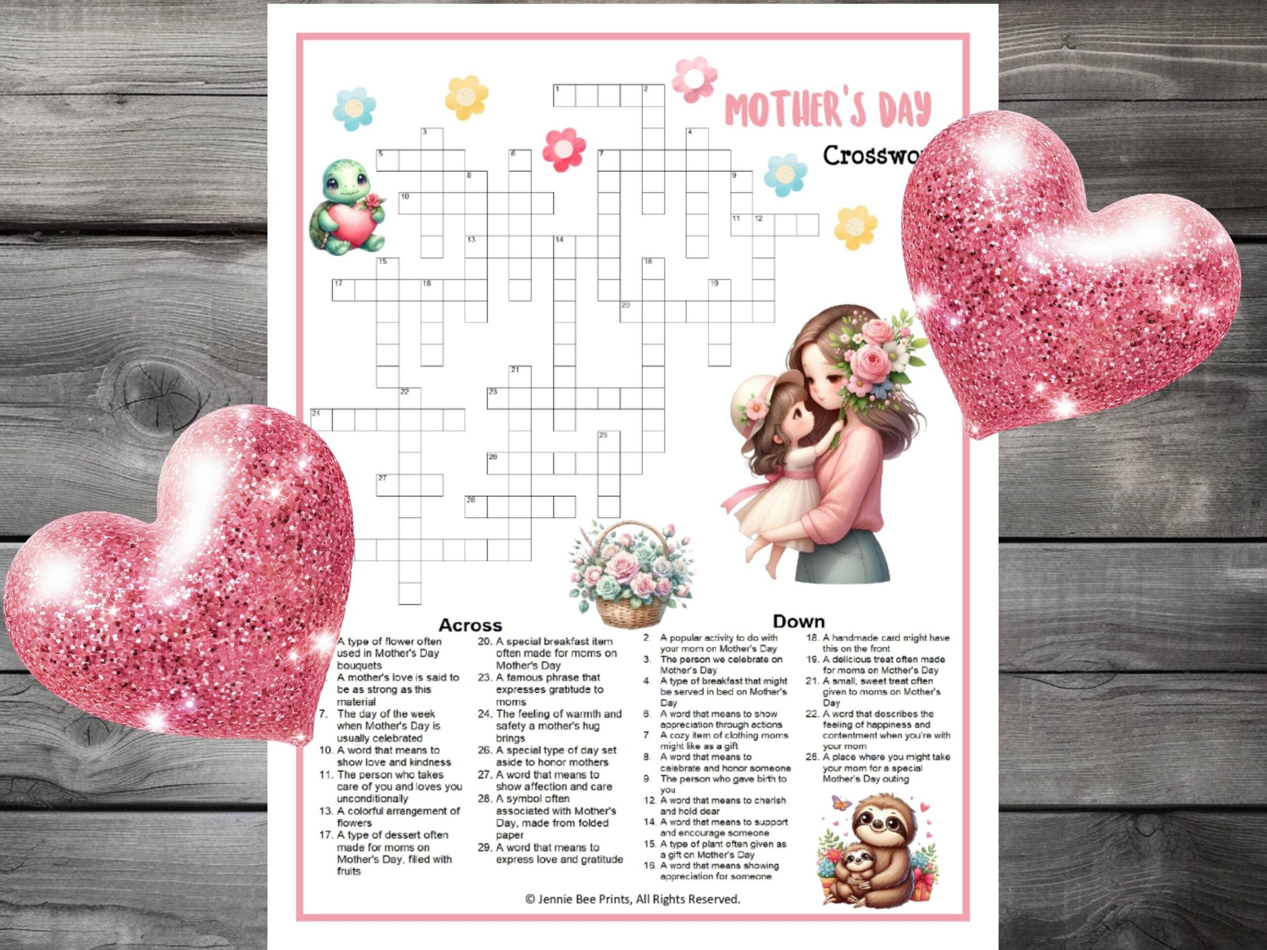 Mother s Day Crossword Puzzle Family Friendly Fun Printable 