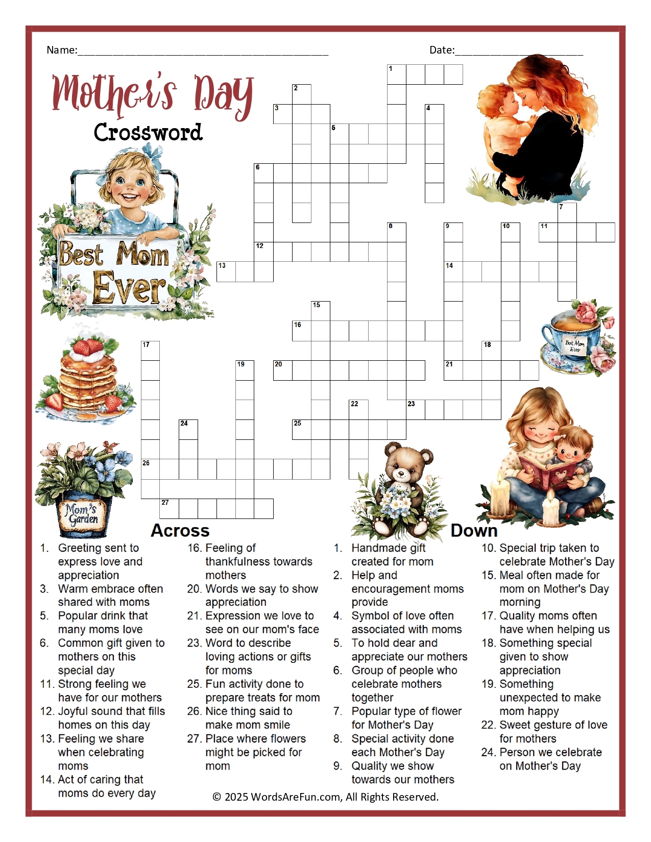 Mother s Day Crossword Puzzle