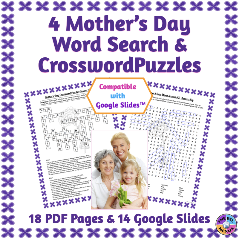 Mother s Day Word Search And Crossword Puzzles Made By Teachers