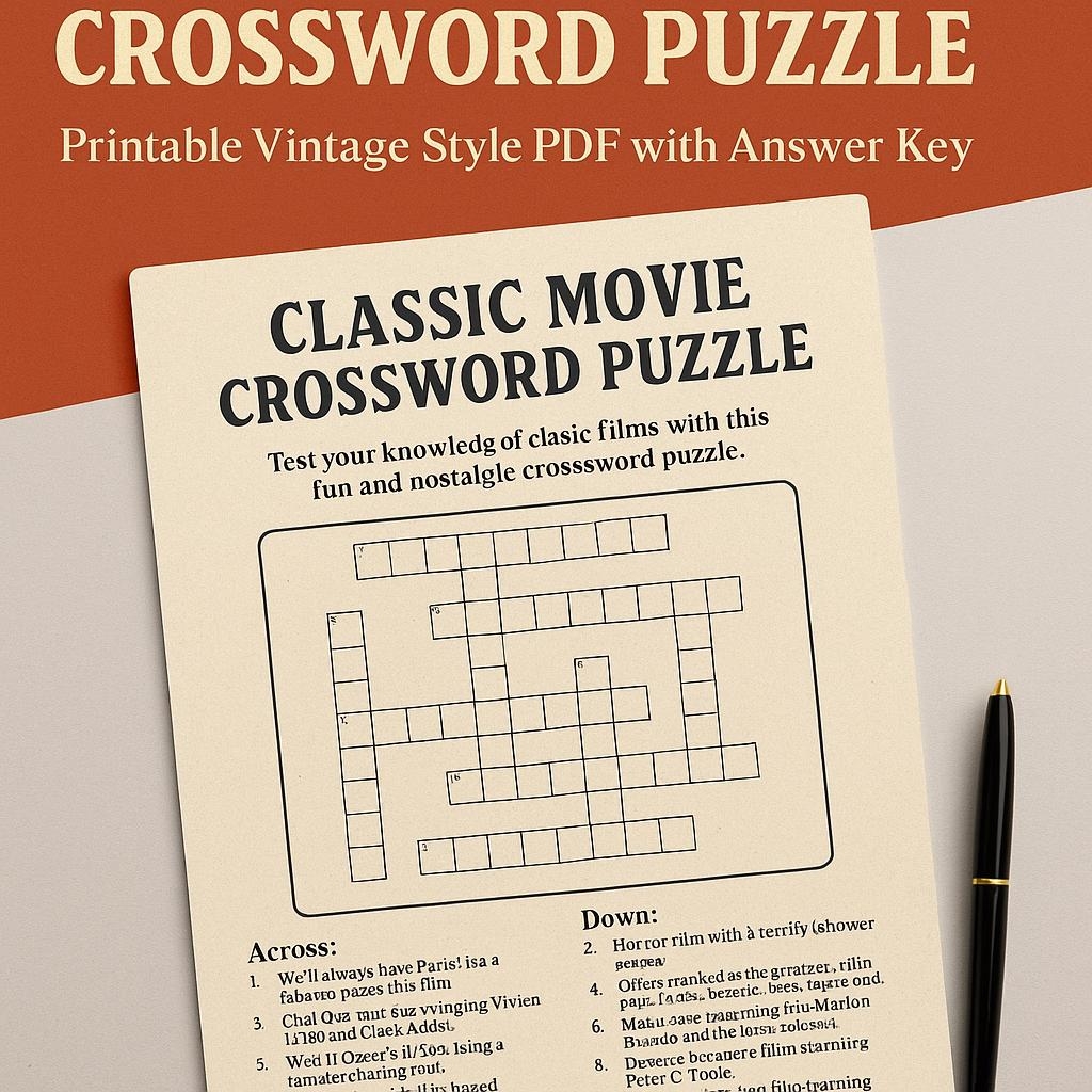 Movie Crosswords Etsy