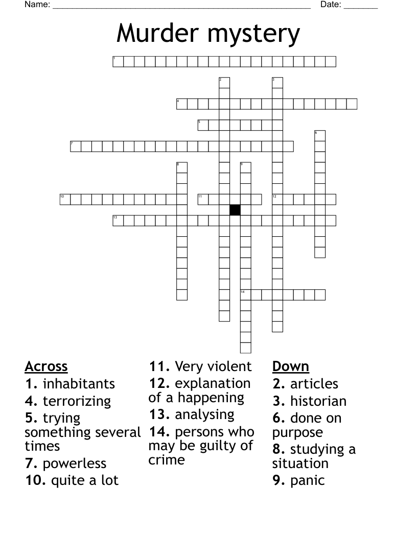 Murder Mystery Crossword WordMint