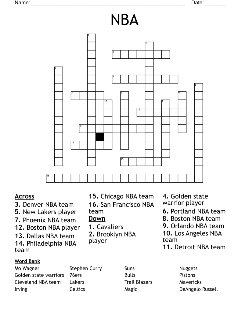 NBA Crossword WordMint