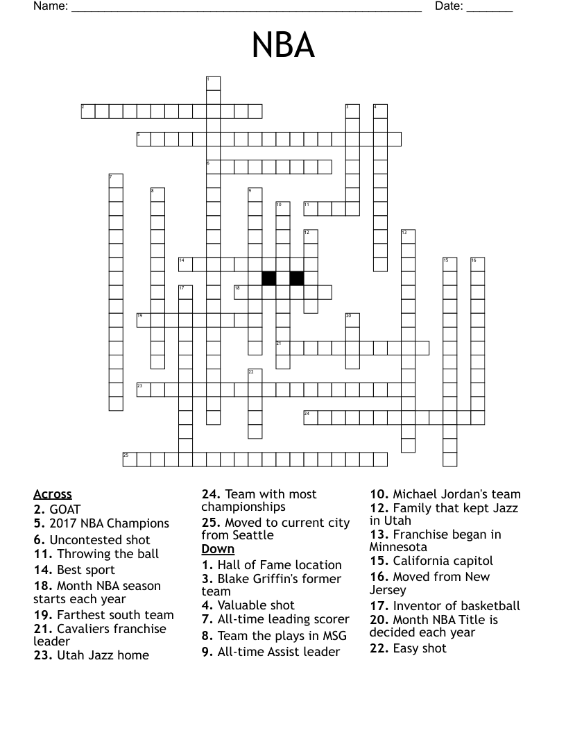 NBA Crossword WordMint