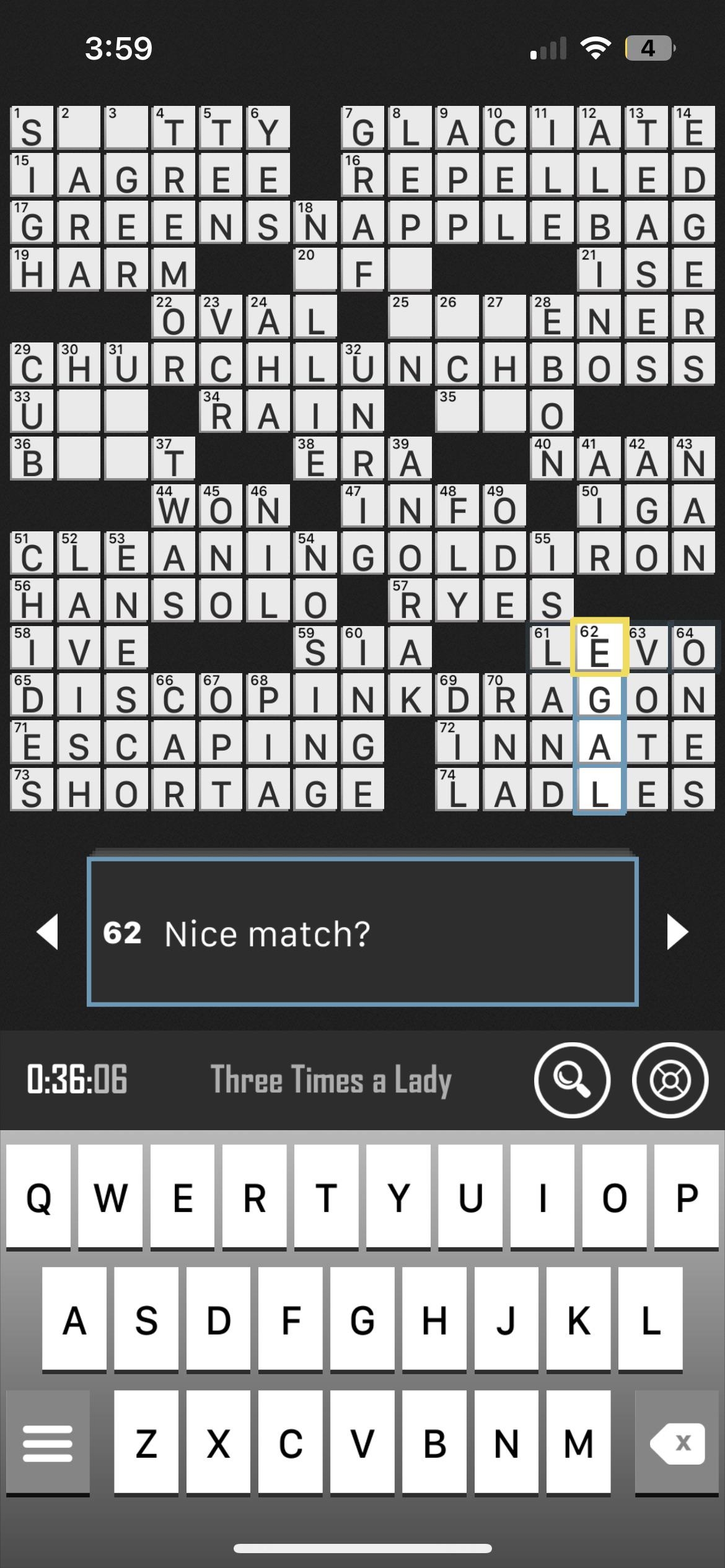 Need Help With Theme And Clue On Three Times A Lady By Robin Stears R Crossword