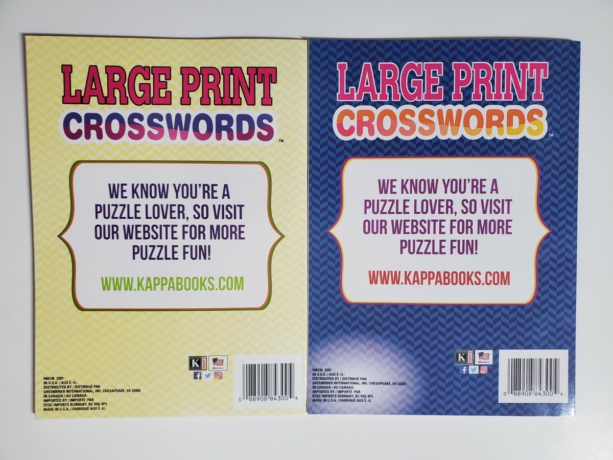 New Kappa Puzzles Large Print Crosswords Books Vol