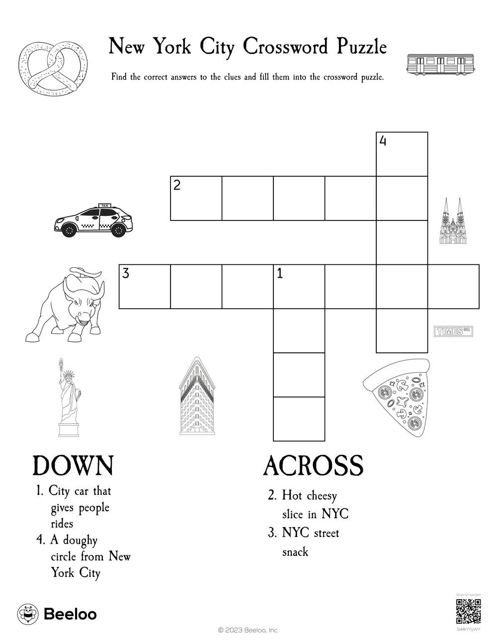 New York City Crossword Puzzle Beeloo Printable Crafts And Activities For Kids