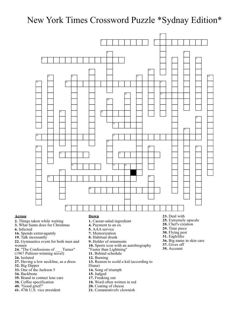 Ny Times Crossword Puzzles Answer