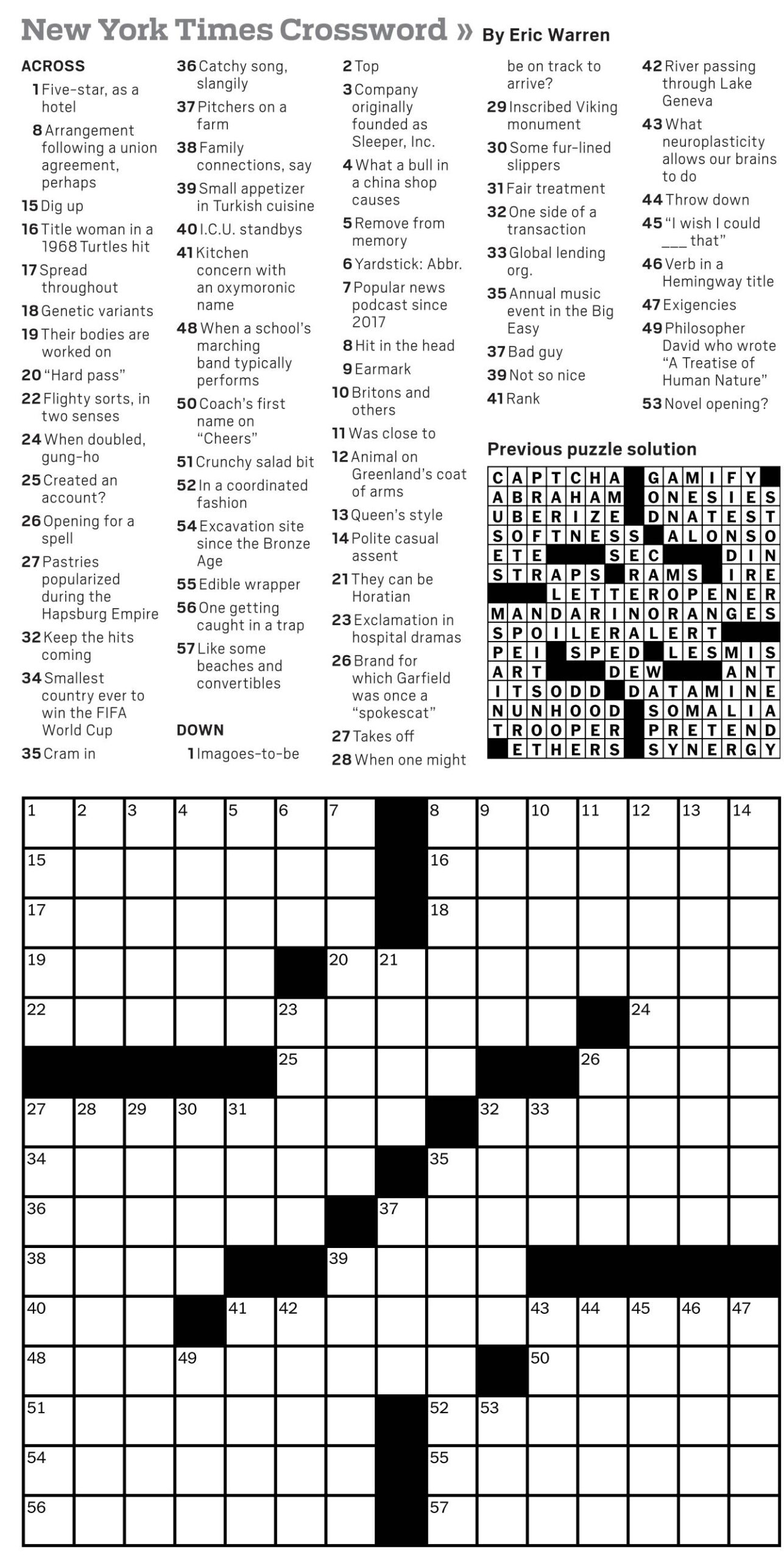 New York Times Daily Crossword Puzzles