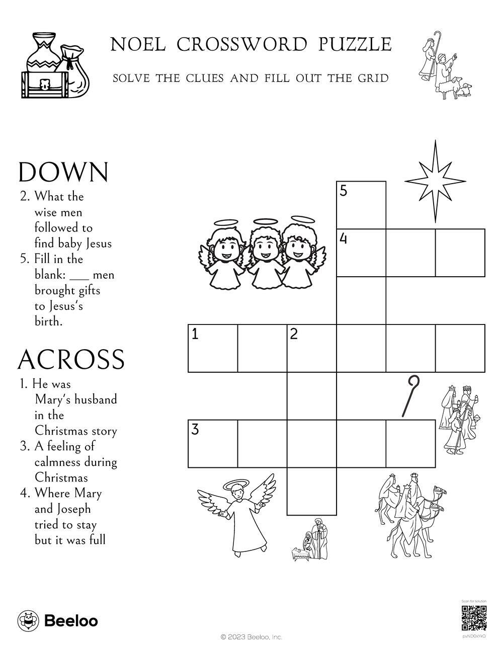 Noel Crossword Puzzle Beeloo Printable Crafts And Activities For Kids