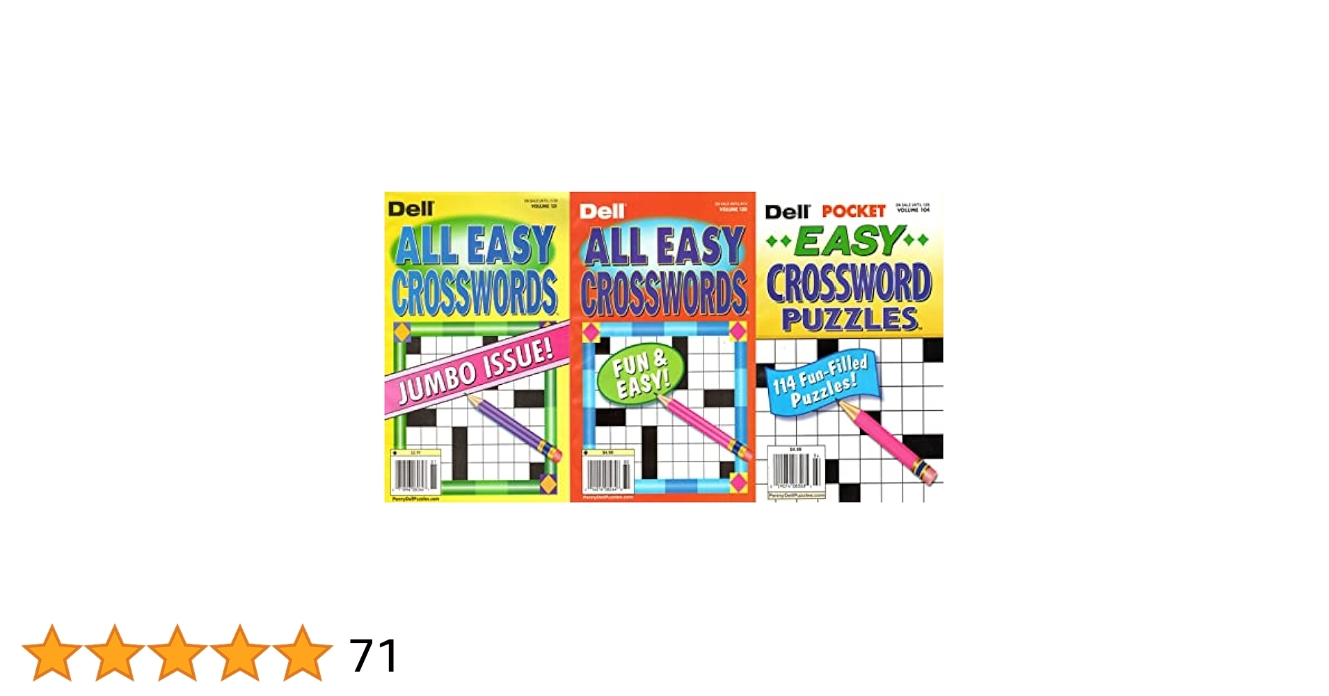 Pack Of 3 Dell All Easy Crosswords