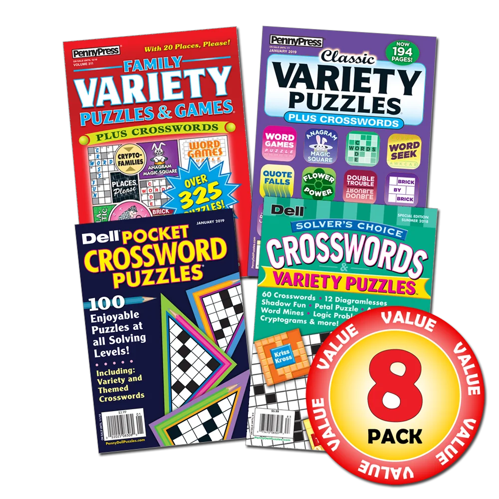 Penny Dell Crossword Variety Puzzle Books 8 Pack Paperback Walmart