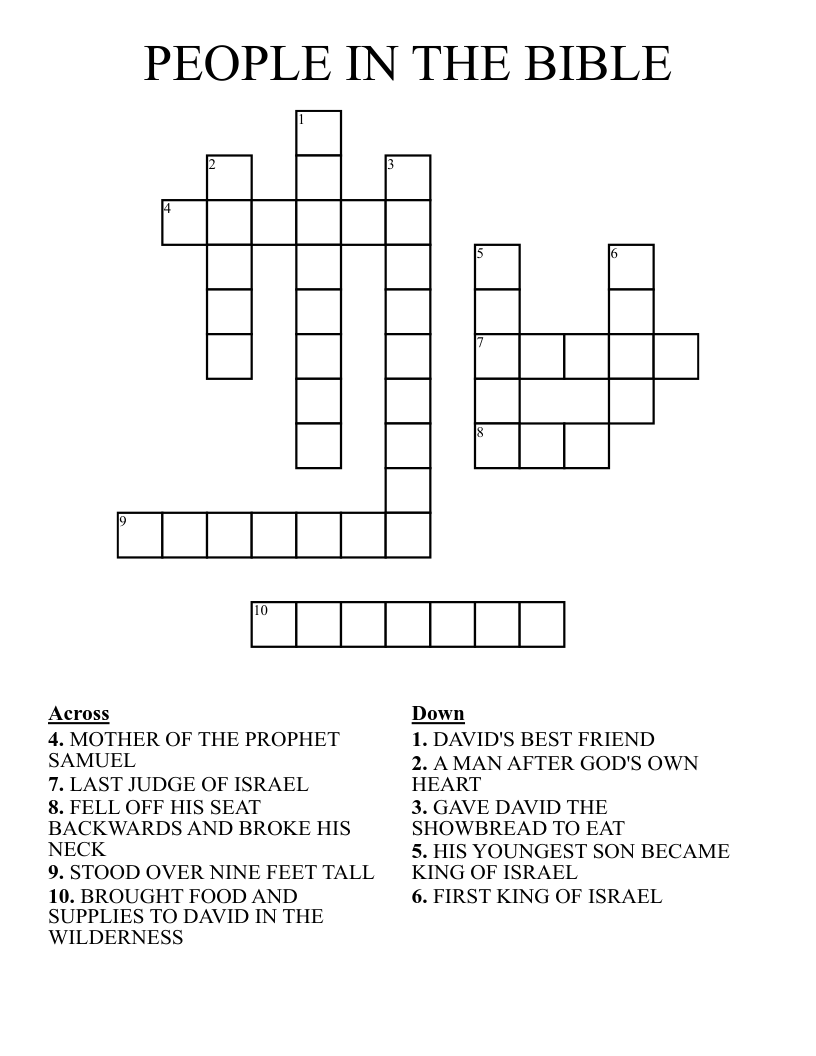PEOPLE IN THE BIBLE Crossword WordMint