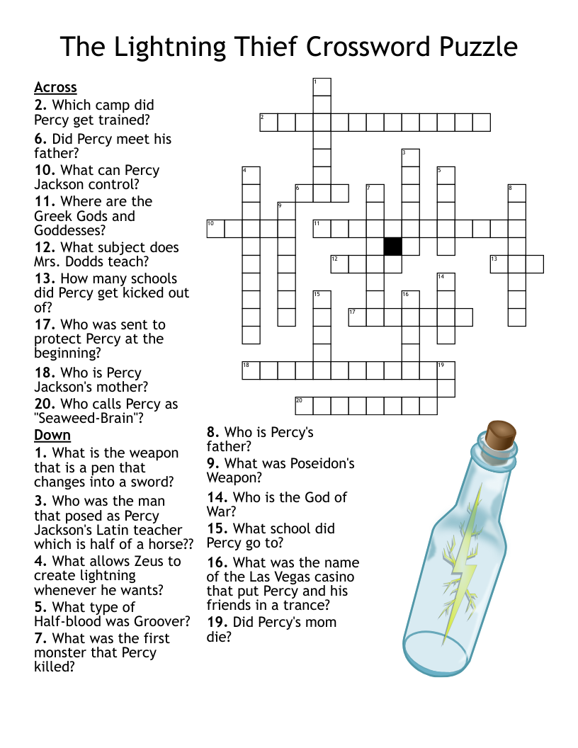 Percy Jackson Crossword Puzzle