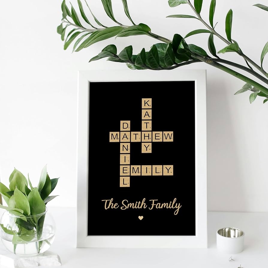 Personalized Crossword Puzzle Wall Art Custom Family Name Sign Poster Home Decor Gift For Christmas Birthday Valentine s Day