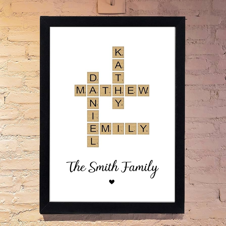 Personalized Crossword Puzzle Wall Art Custom Family Name Sign Poster Home Decor Gift For Christmas Birthday Valentine s Day