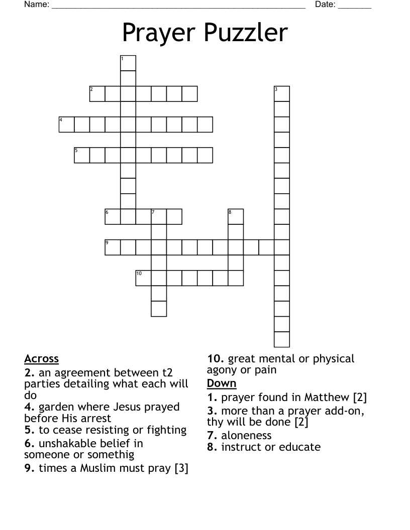Prayer Puzzler Crossword WordMint