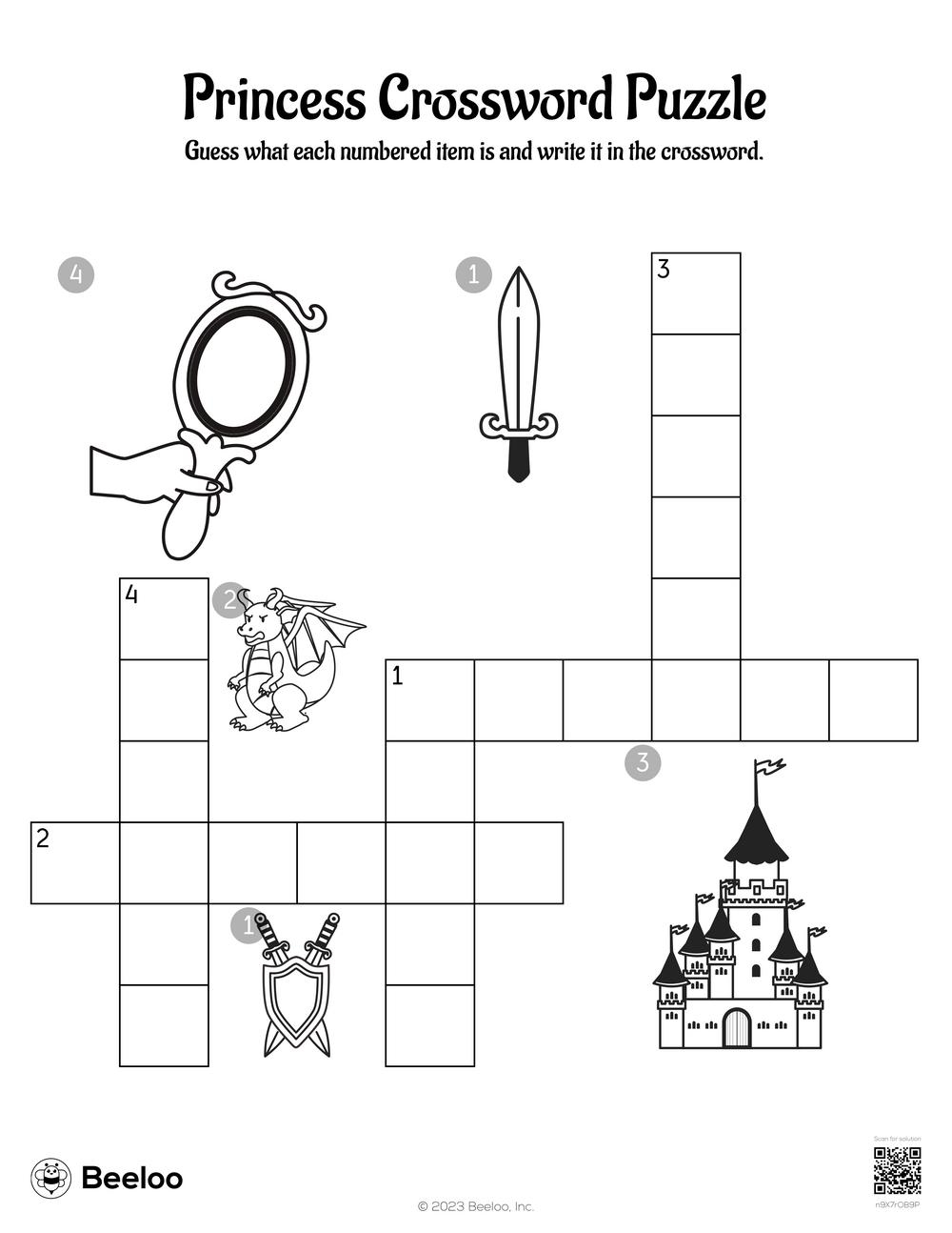 Princess Crossword Puzzle Beeloo Printable Crafts And Activities For Kids