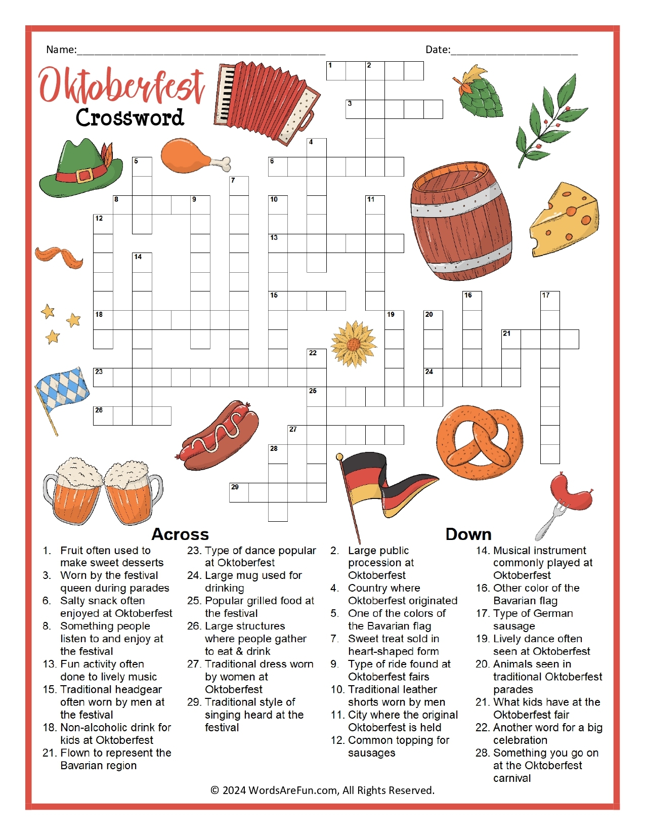 Free Printable Crossword Puzzles For Grade 6