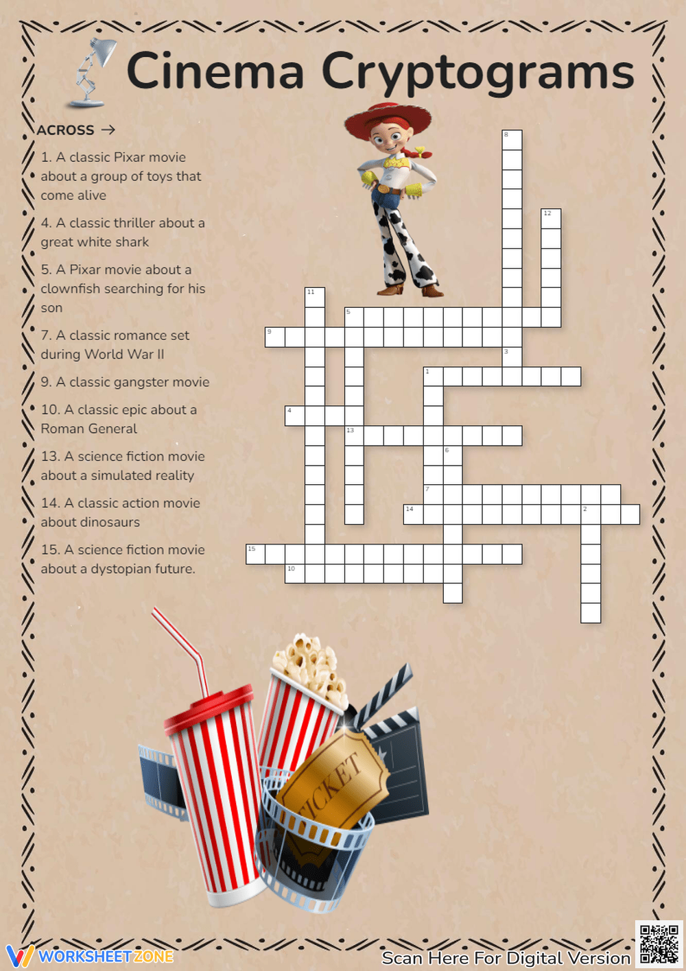 Printable Movie Crossword Puzzles Worksheets Download