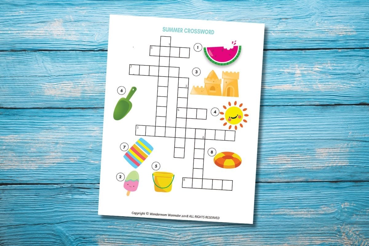 Free Kids Summer Crossword Puzzles Printable