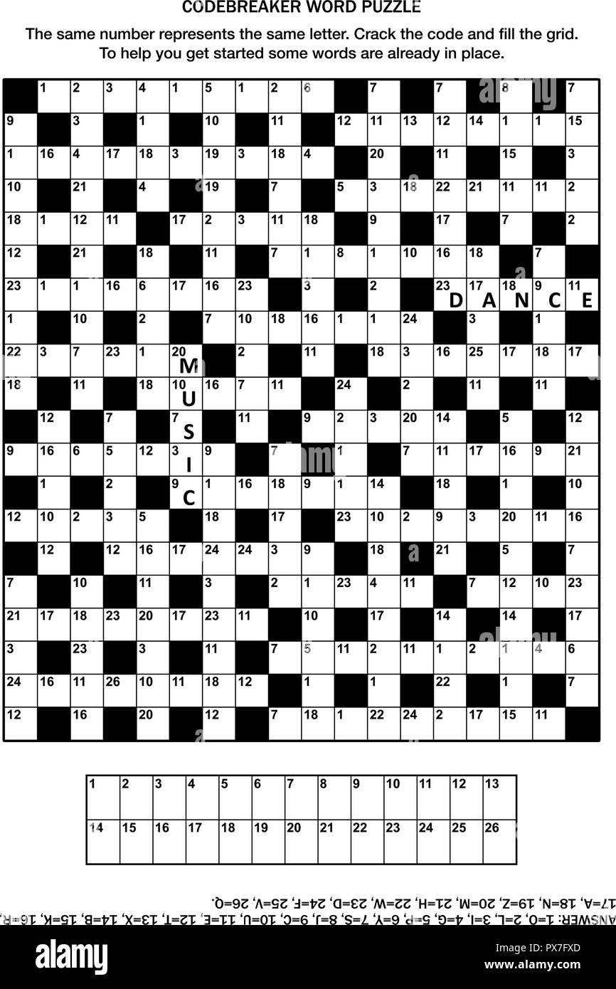 Puzzle Page With Codebreaker codeword Code Cracker Word Game Or Crossword Puzzle Stock Vector Image Art Alamy