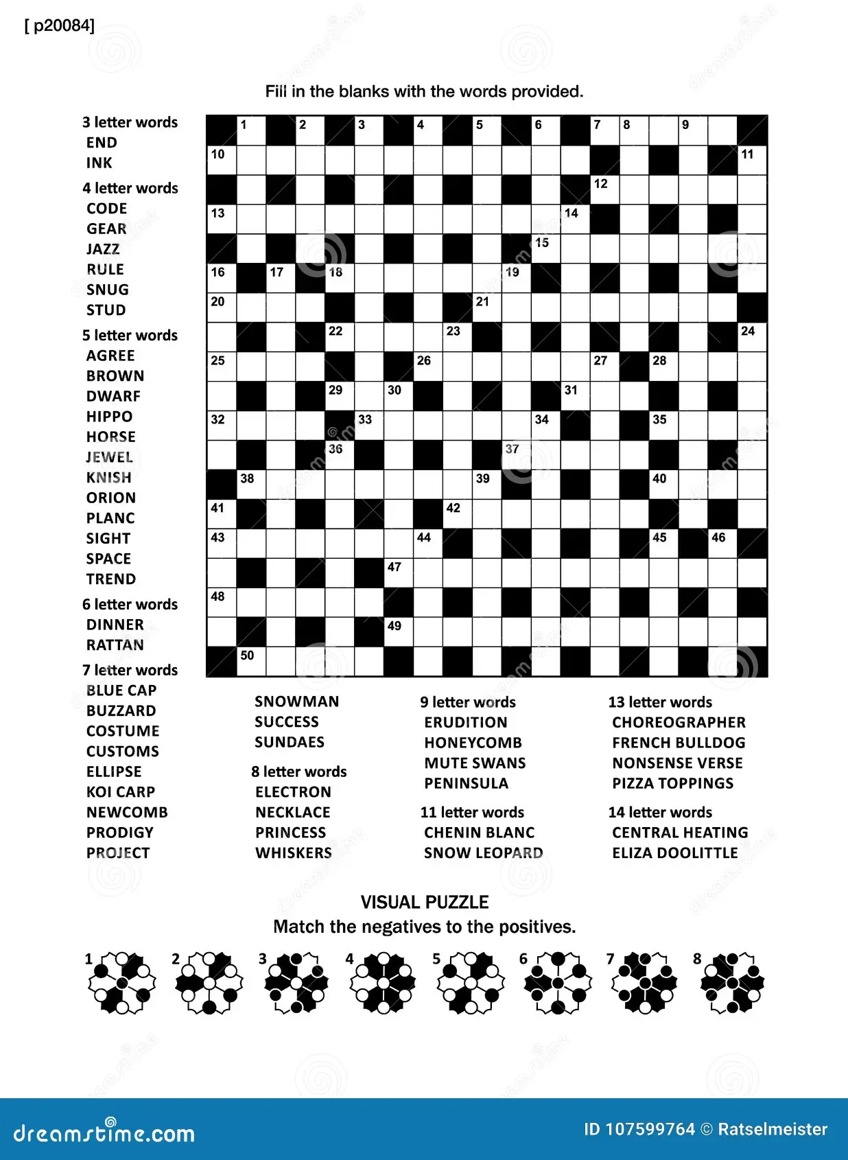 Puzzle Page With Crossword Word Game And Picture Riddle Stock Vector Illustration Of Grown Cross 107599764