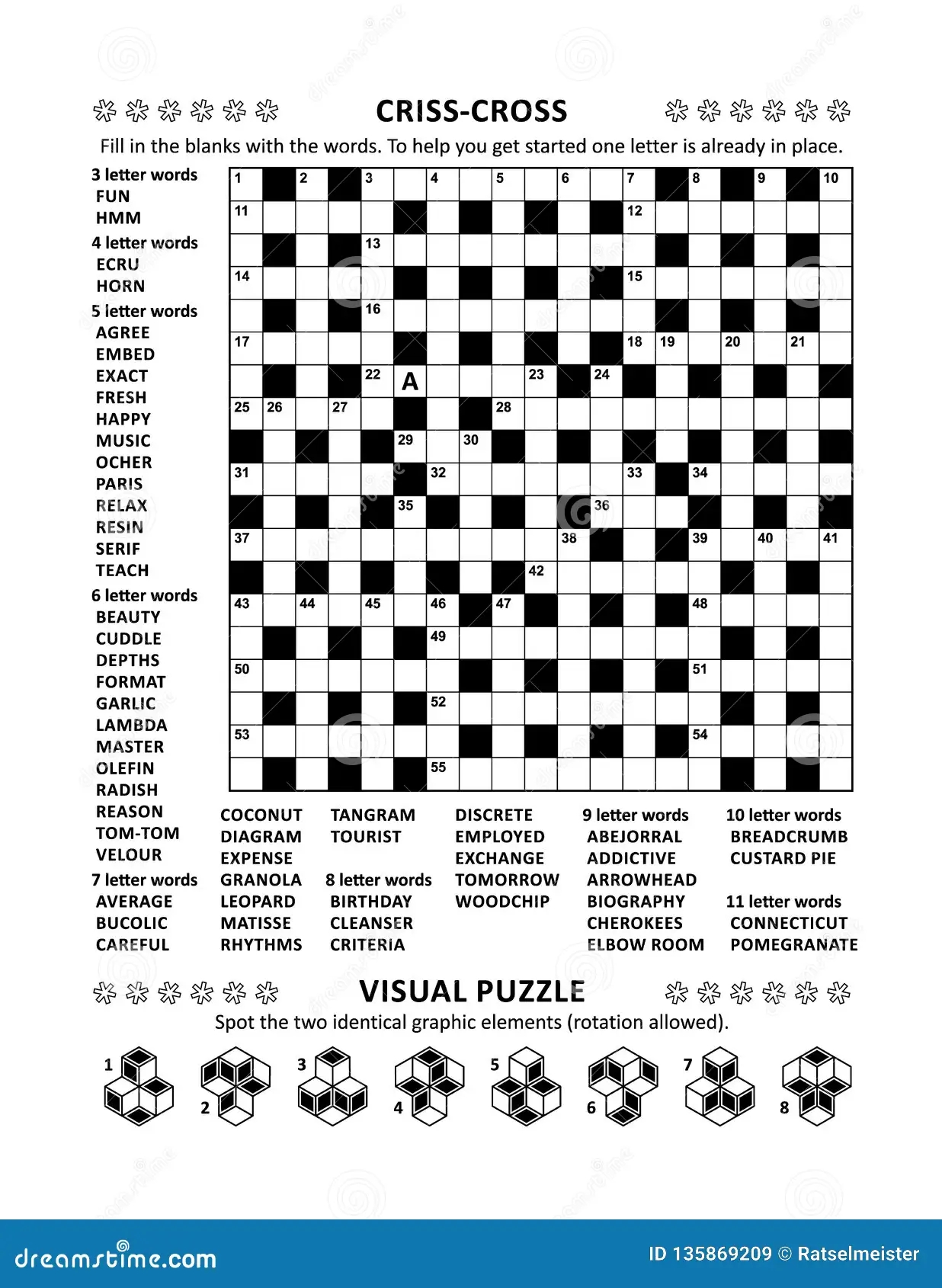 Puzzle Page With Crossword Word Game And Picture Riddle Stock Vector Illustration Of Mind Criss 135869209