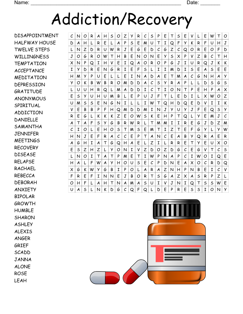 Recovery Crossword Puzzles Printable Pdf