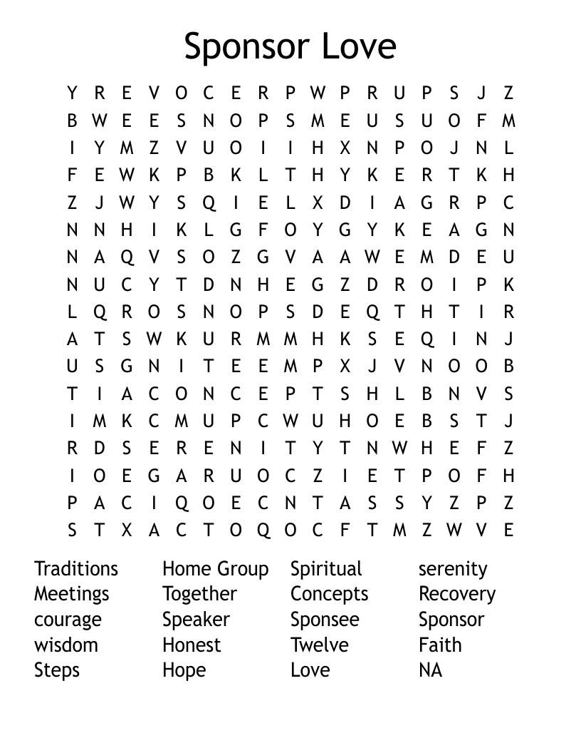 Recovery Word Search WordMint