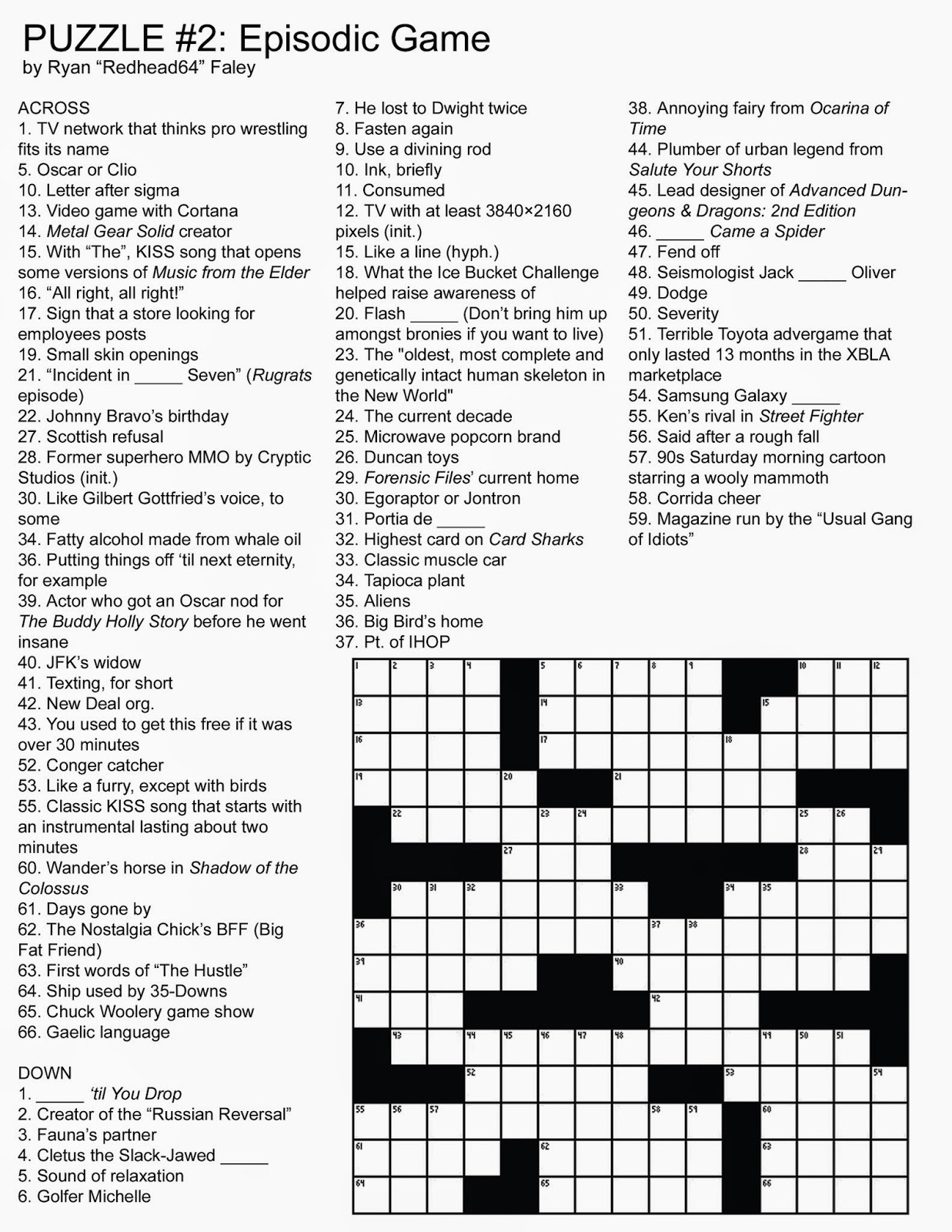 Redhead64 s Obscure Puzzle Blog Puzzle 2 Meta Crossword 1 Episodic Game 