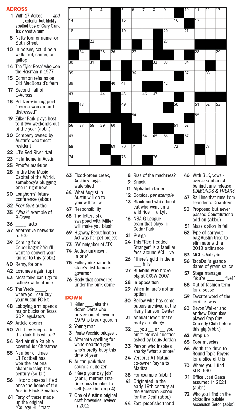 Reindeer Games Crossword Colorful Town Good Weather For A Crossword Puzzle Features The Austin Chronicle