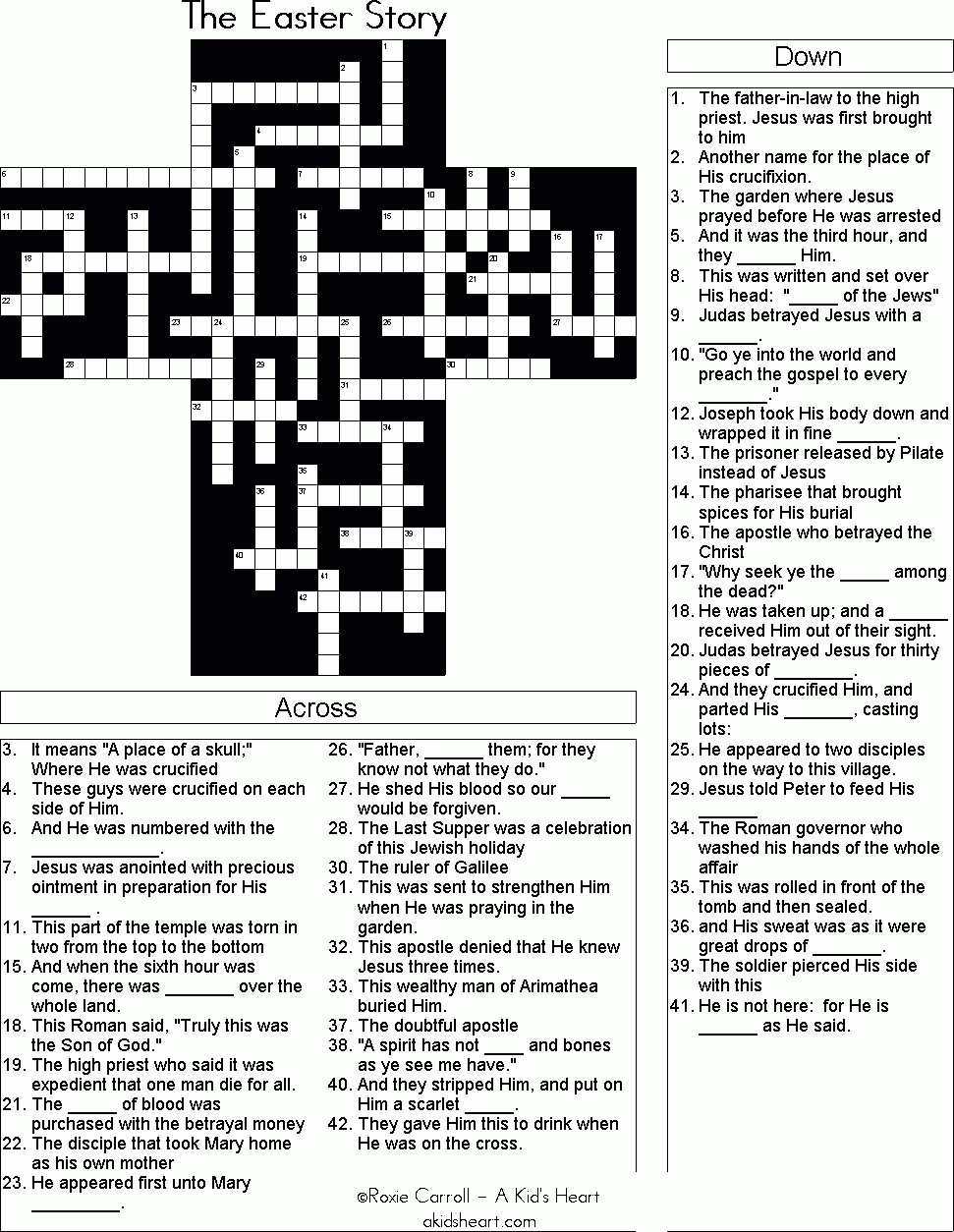 Free Printable Biblical Crossword Puzzles