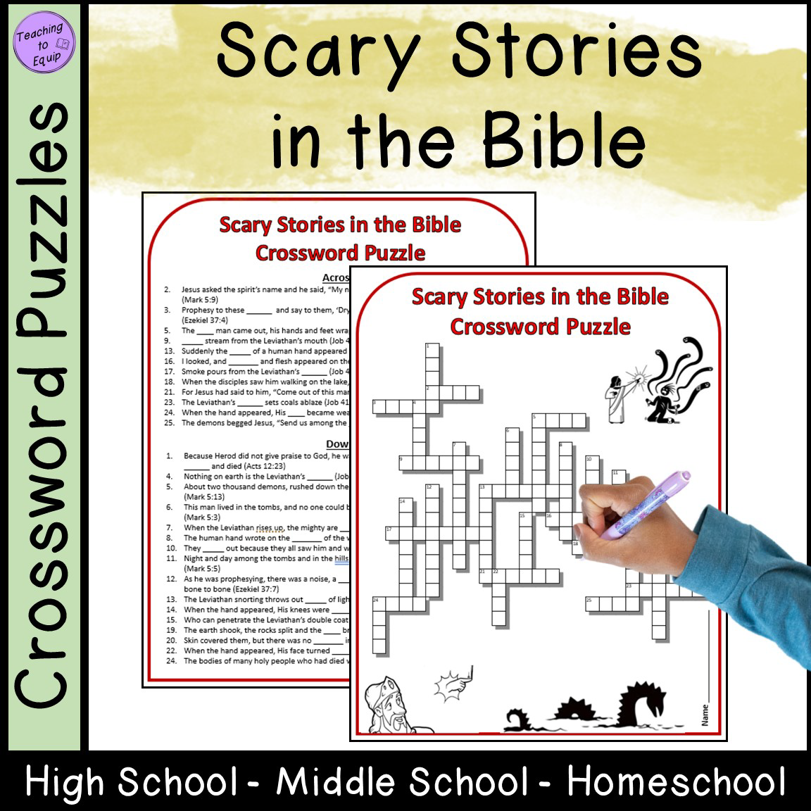 Scary Stories In Bible Crossword Puzzle Halloween Made By Teachers