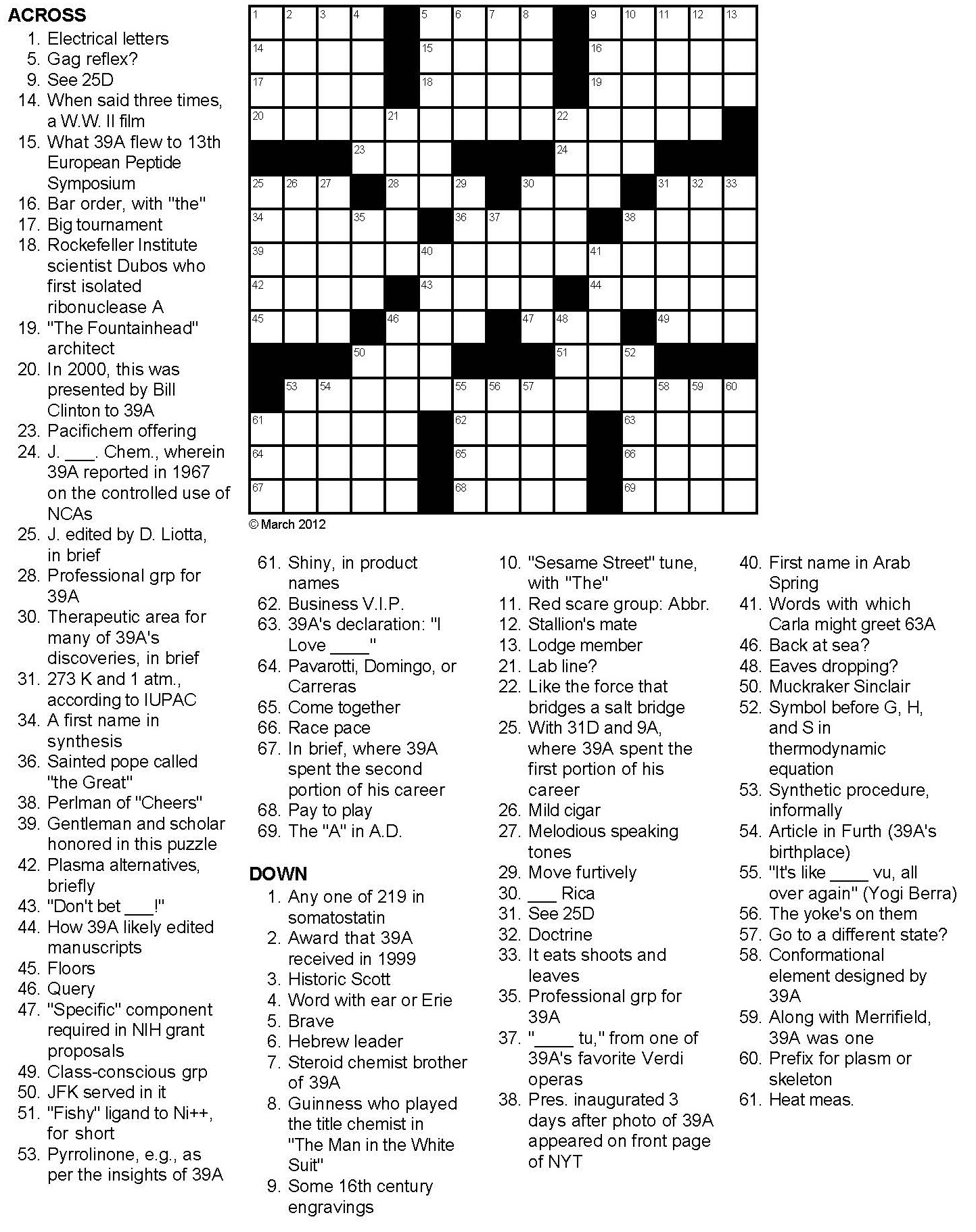 Science Tribute Crossword Puzzle Kelly s Hero