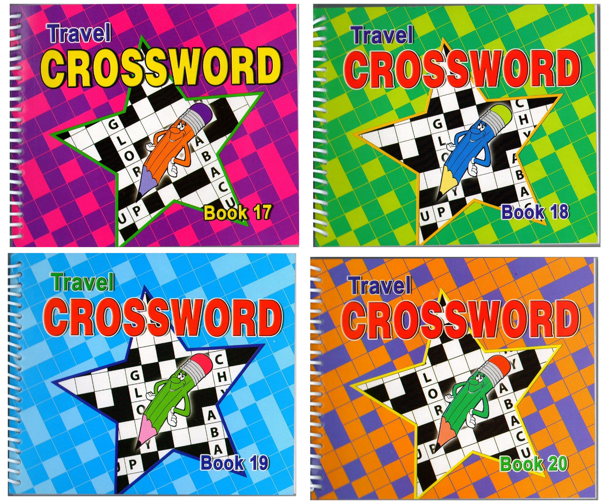 Set 4 X Crossword Puzzle Books A5 Spiral Bound 192 Pages Cross Word Game Puzzles