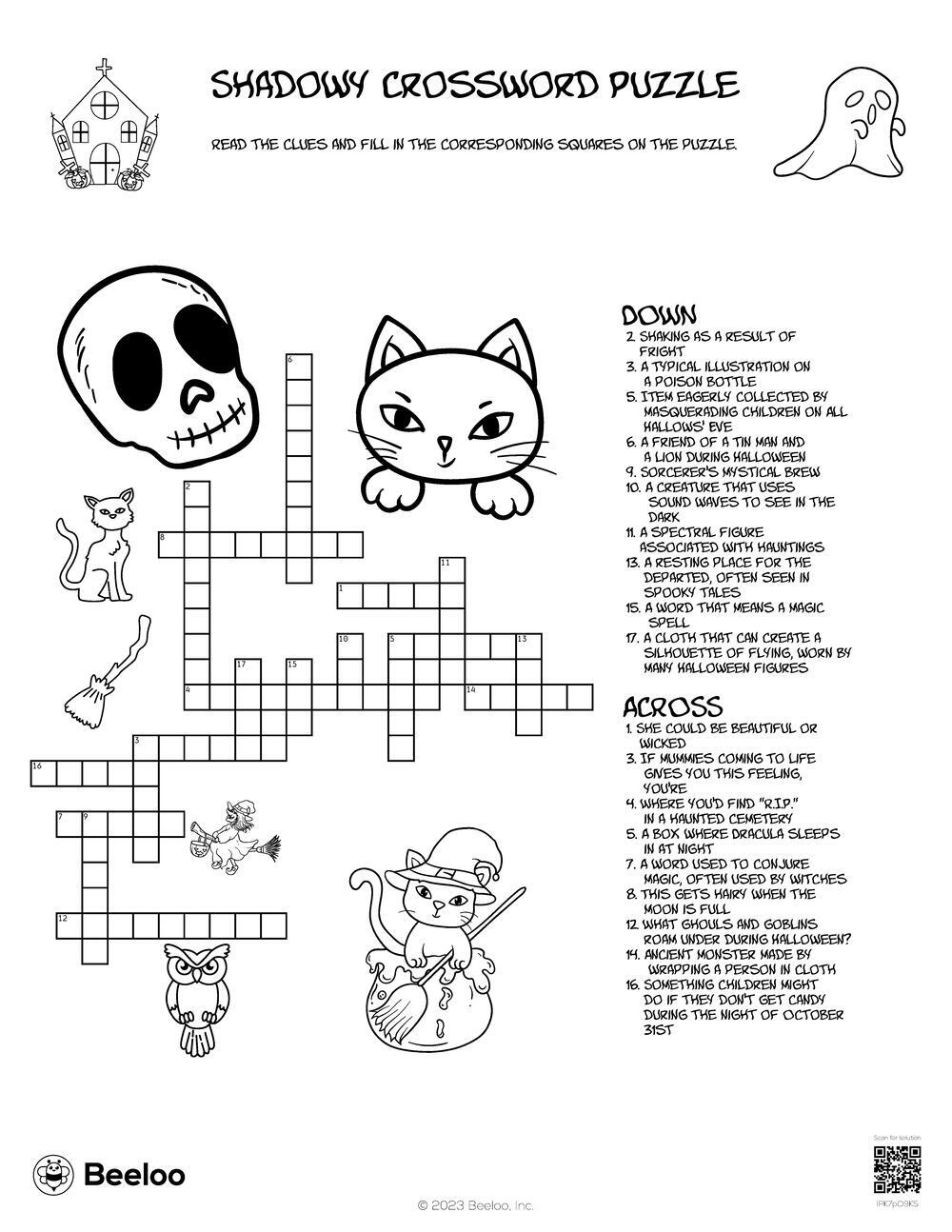 Shadowy Crossword Puzzle Beeloo Printable Crafts And Activities For Kids