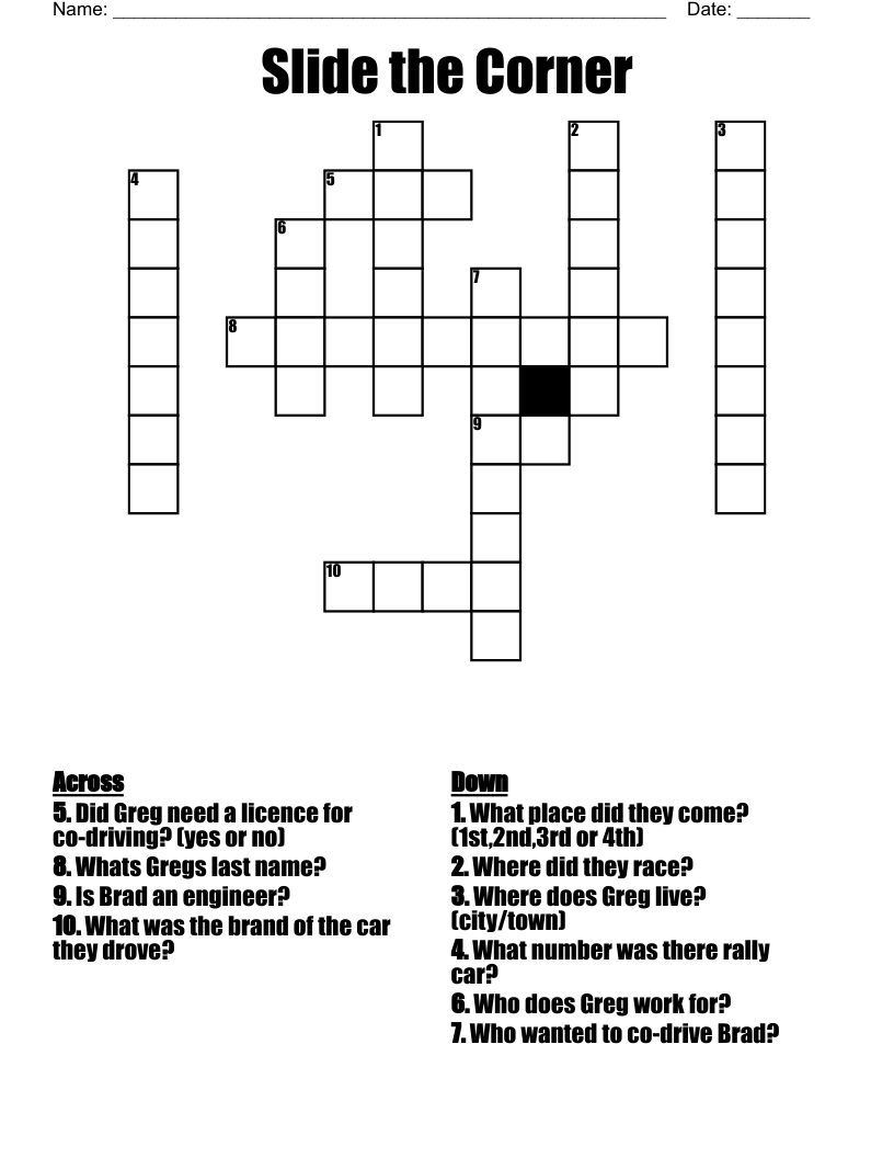 Slide The Corner Crossword WordMint