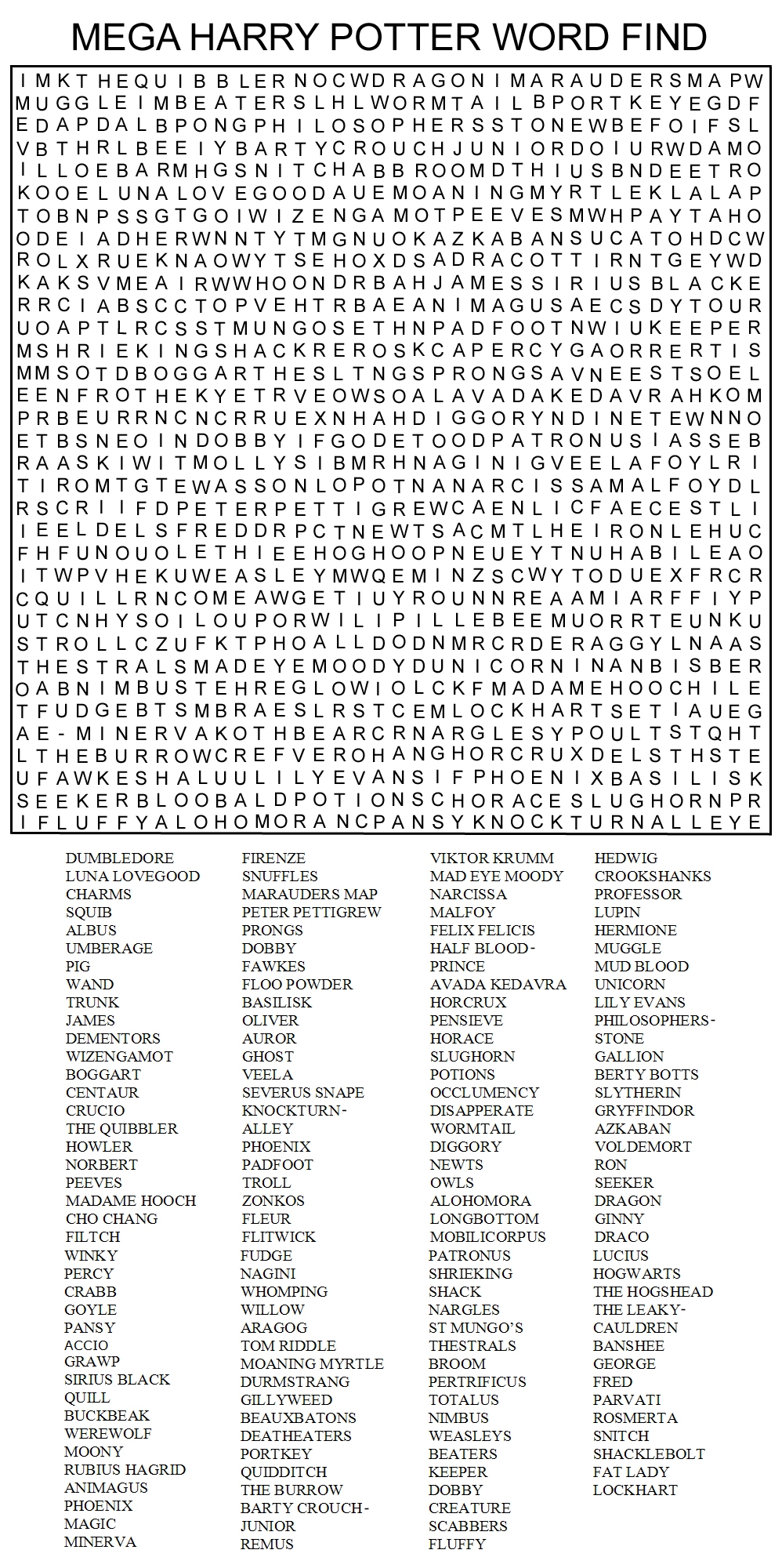 So Much Fun Word Search R harrypotter