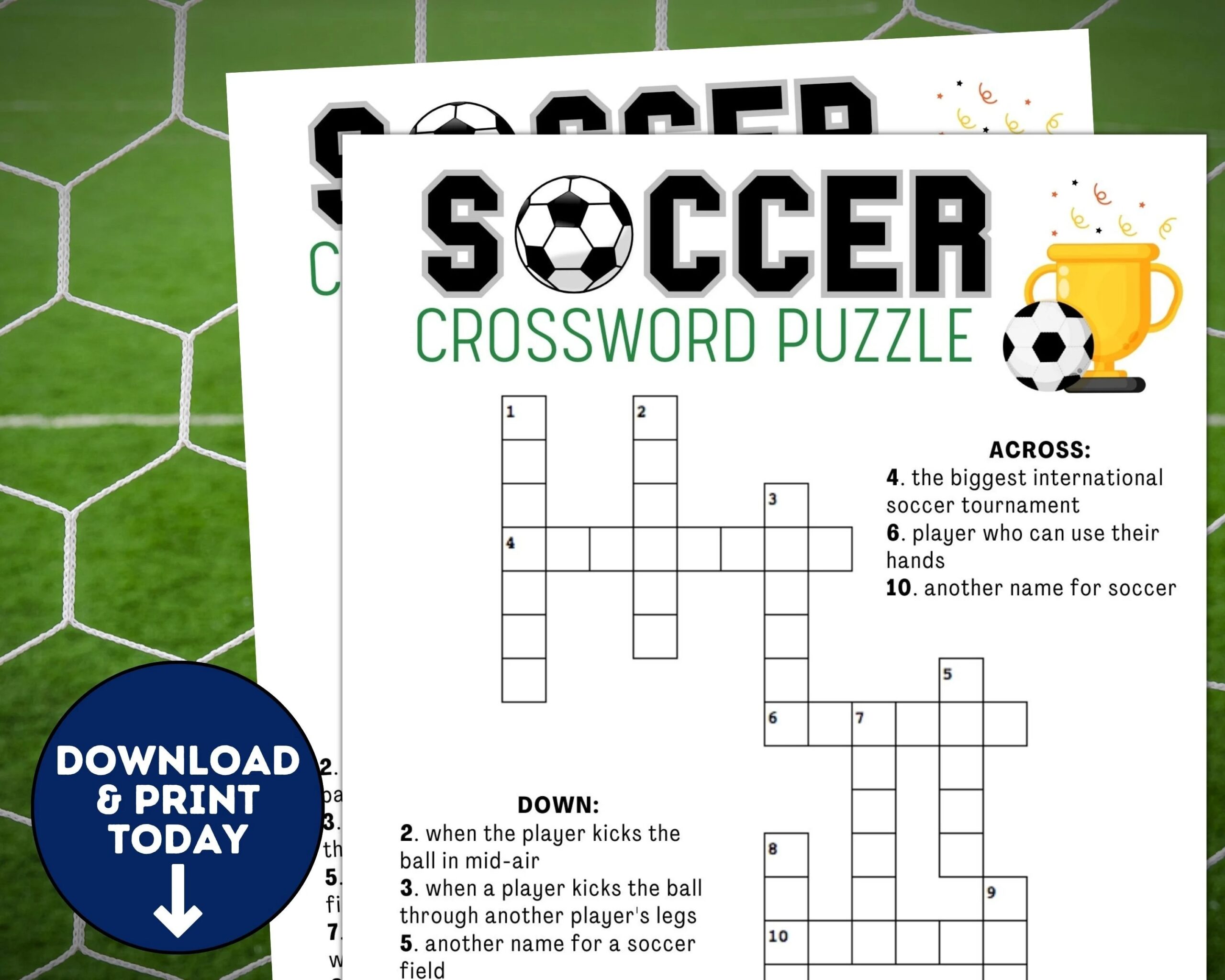 Soccer Crossword Puzzle Printable Soccer Team Party Games 
