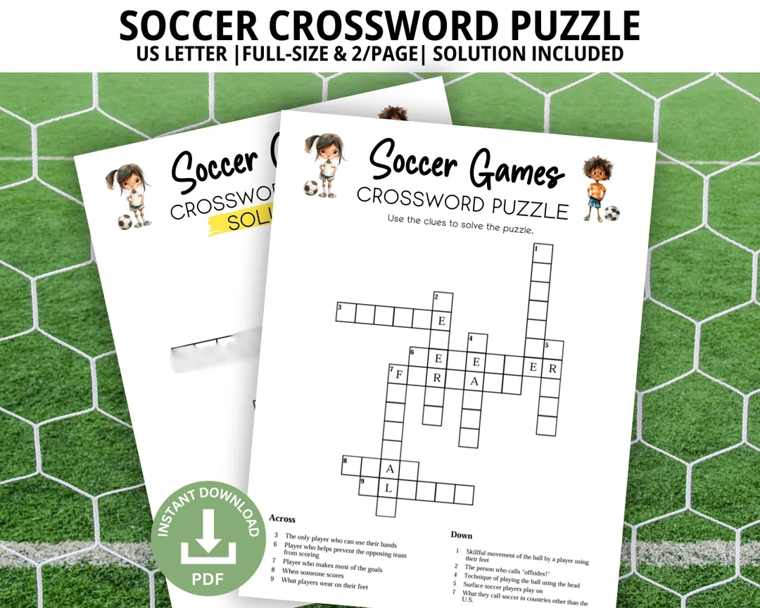 Soccer Crossword Puzzle Soccer Games Group Games Soccer Birthday Party Icebreaker Games Family Game Night Soccer Party Games Etsy