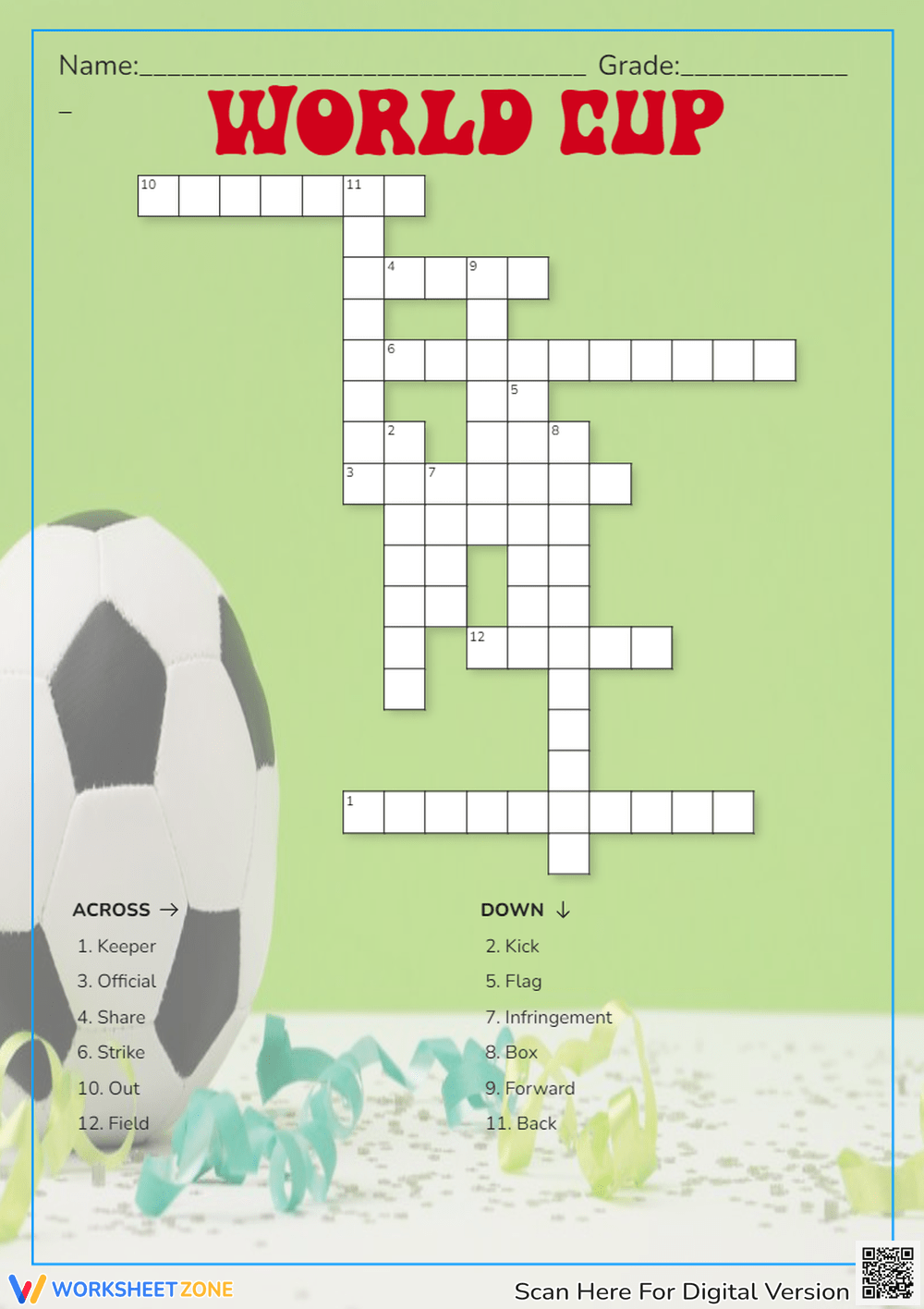 Soccer Crossword Puzzle Worksheets 2025