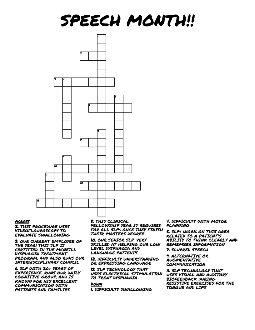 SPEECH MONTH Crossword WordMint