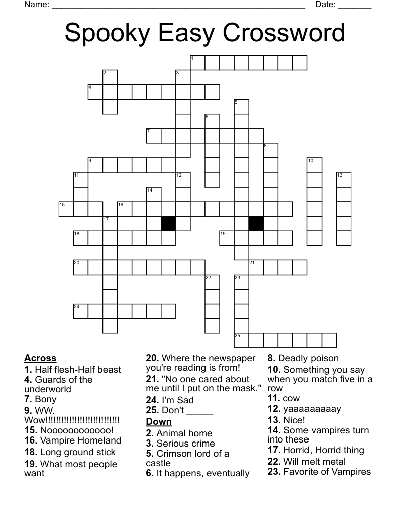 Spooky Easy Crossword WordMint
