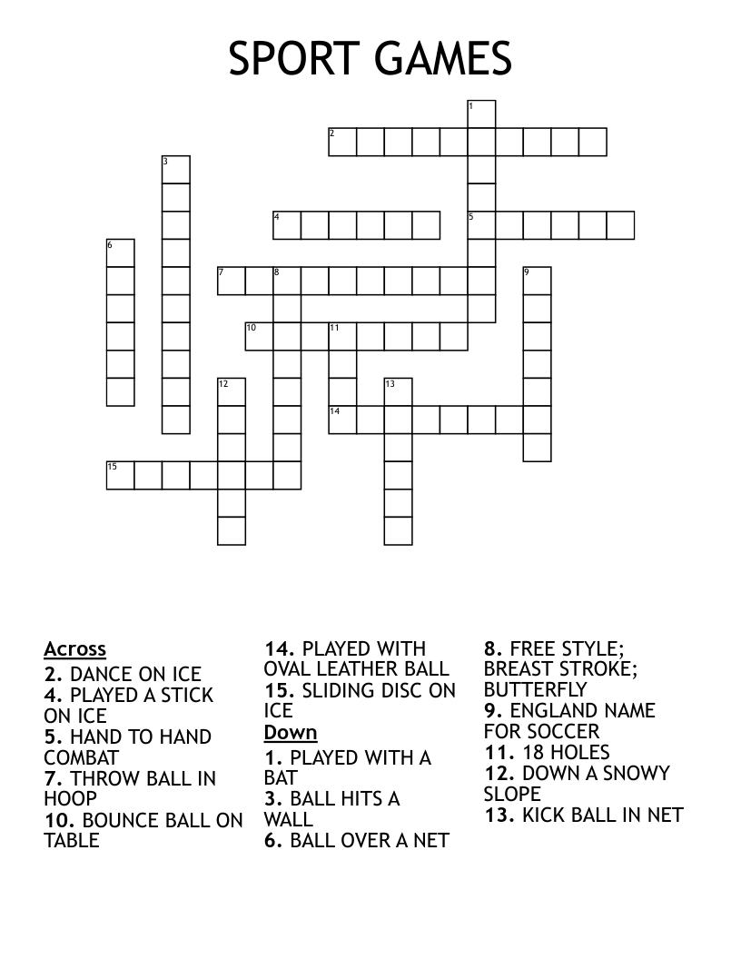 SPORT GAMES Crossword WordMint