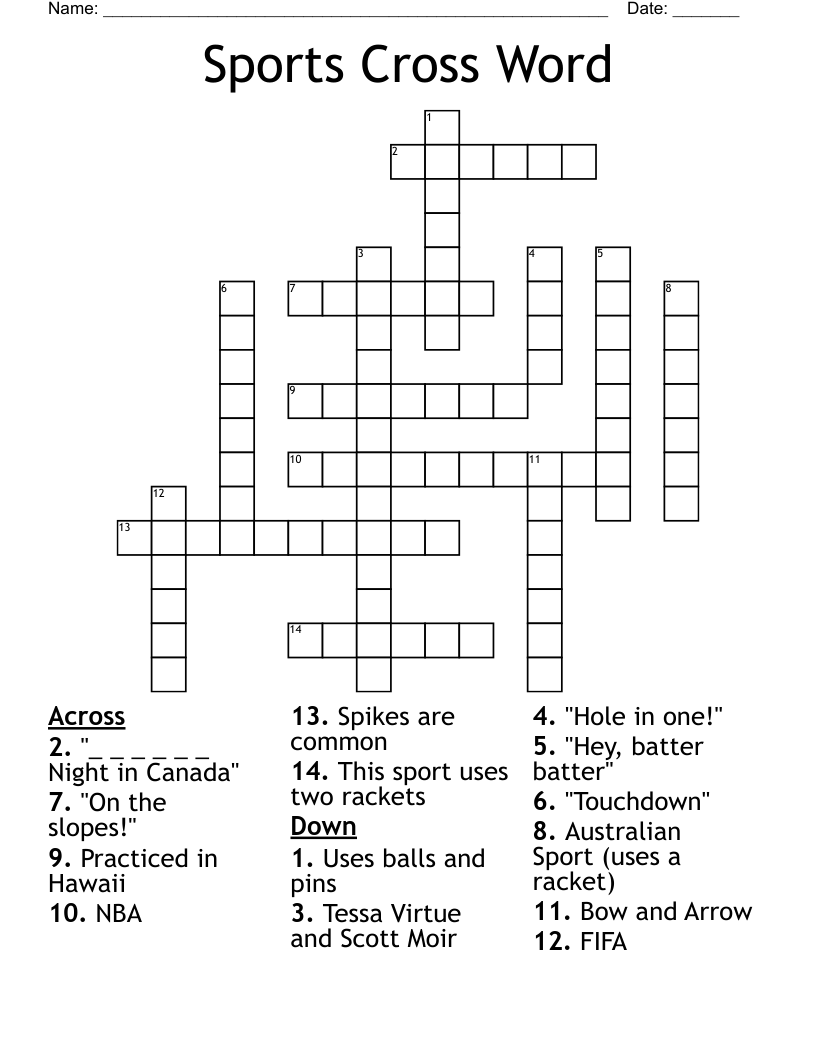 Sports Cross Word WordMint