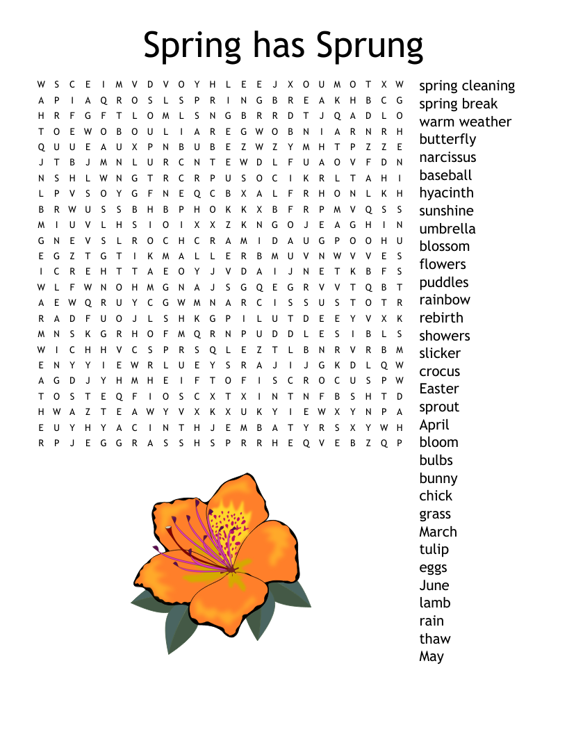 Spring Crossword Puzzle WordMint