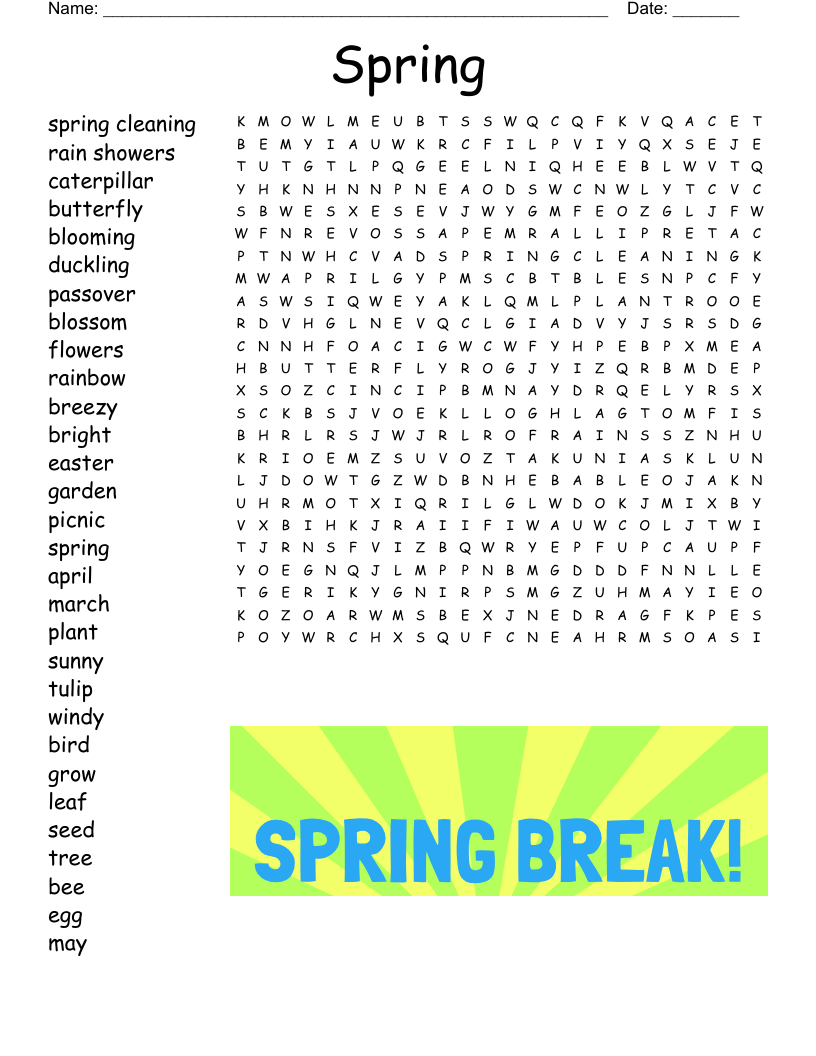 Spring Crossword Puzzle WordMint