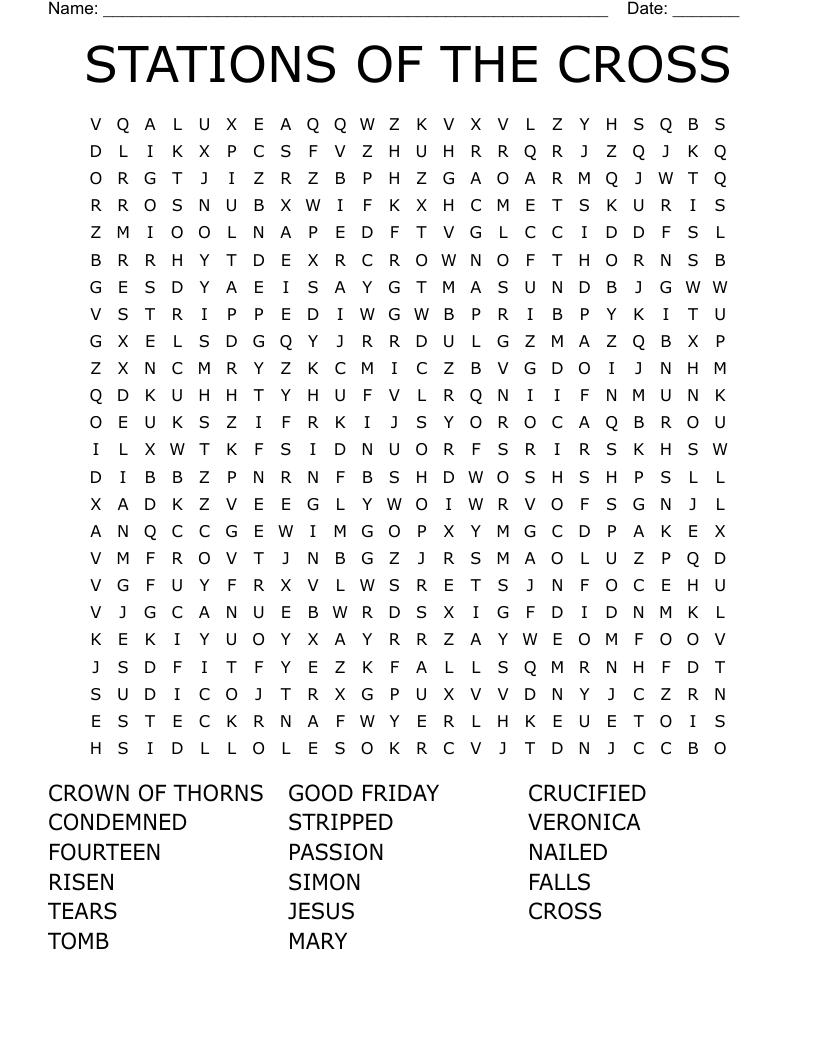STATIONS OF THE CROSS Word Search WordMint