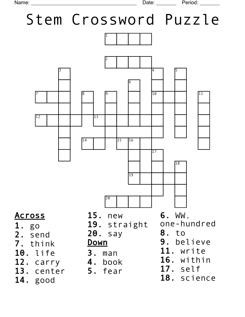 Stem Crossword Puzzle WordMint